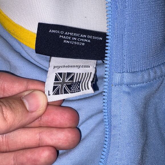 Psycho Bunny Mens Full Zip Retro Daniel Track Jacket Blue Yellow White SZ L - Picture 3 of 7